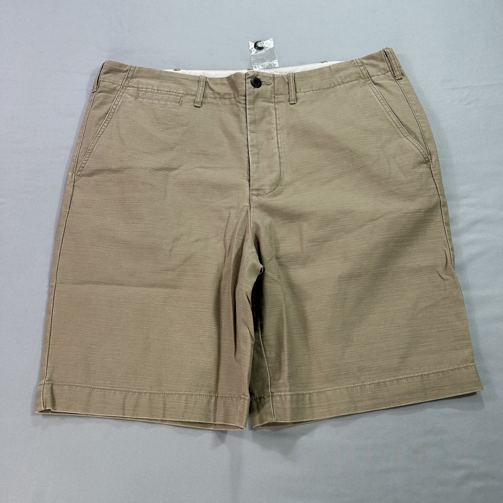 NWOT J Peterman Chino Shorts Mens 34 Beige Flat‎ Front Casual Preppy Minimalist